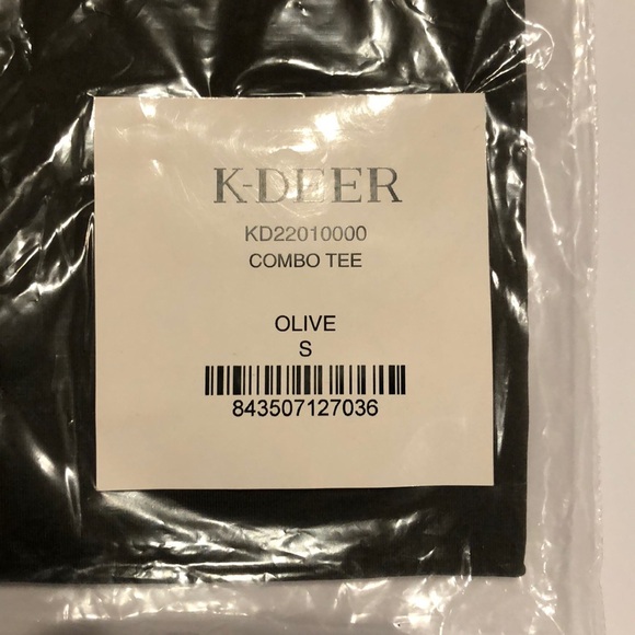 K-DEER NWT COMBO TEE SHIRT OLIVE GREEN TOP - Picture 5 of 6